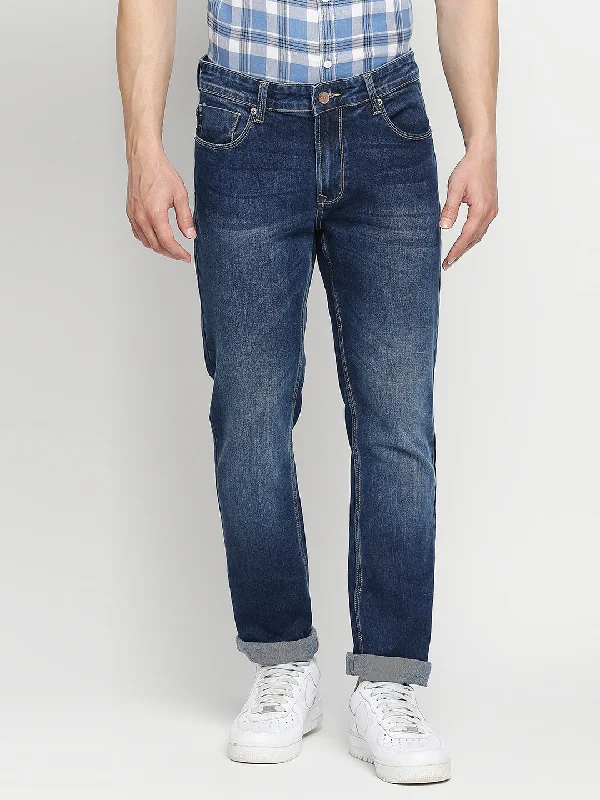 Affordable Jeans for Budget -Spykar Men Dk.Blue Cotton Regular Fit Narrow Length Jeans (Rover)