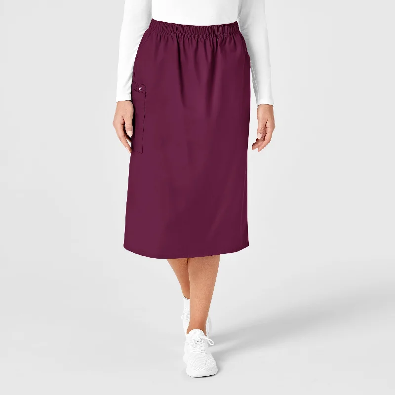 Flowy skirts for relaxed vacation wear -WonderWORK Women's Pull On Cargo Scrub Skirt - Wine