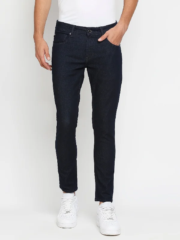 Painted Back Pocket Jeans for Artistic -Spykar Men Blue Slim Fit Tapered Length Jeans (Kano)