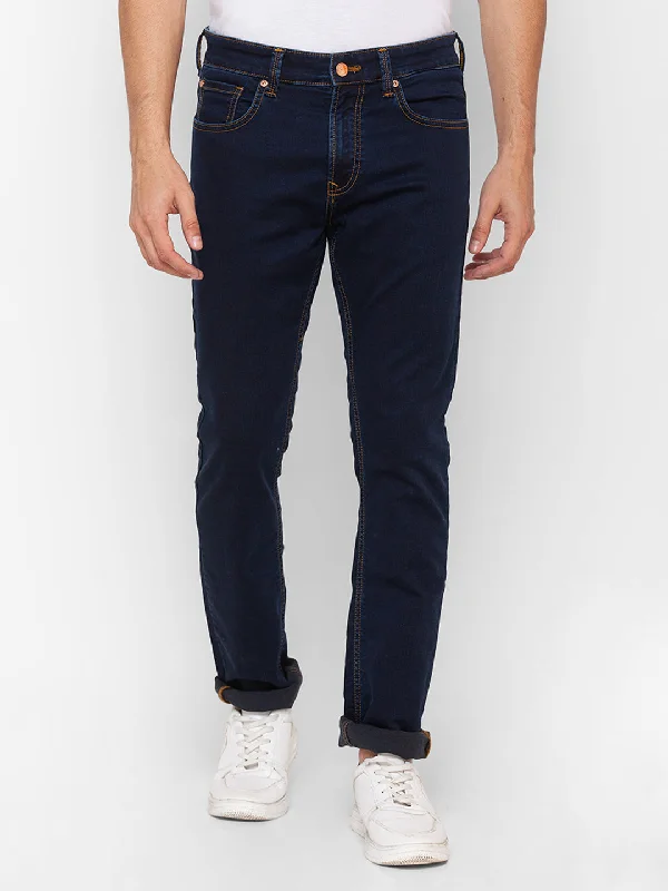 Faded Jeans for Laid-back -Spykar Raw Blue Cotton Regular Fit Narrow Length Jeans For Men (Rover)