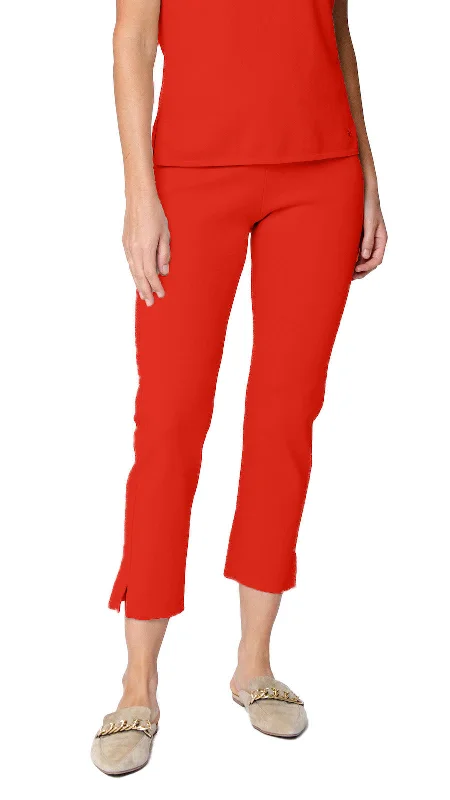 Weather-resistant pants for unpredictable climate needs -Alice Milano-Knit Slim Leg Pants; Bright Orange