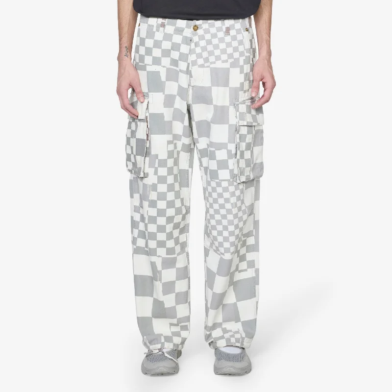 Classic straight-leg pants for versatile daily wear -Printed Cargo Pant Checker