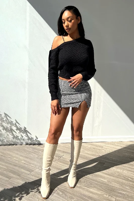 A-line mini skirts for fun flirty looks -Blair Houndstooth Mini Skirt