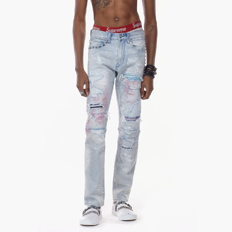 Fashion Jeans for Trendsetter -Bleunoir Slim Antique Studded with Rhinestone Jeans - Hazy Blue