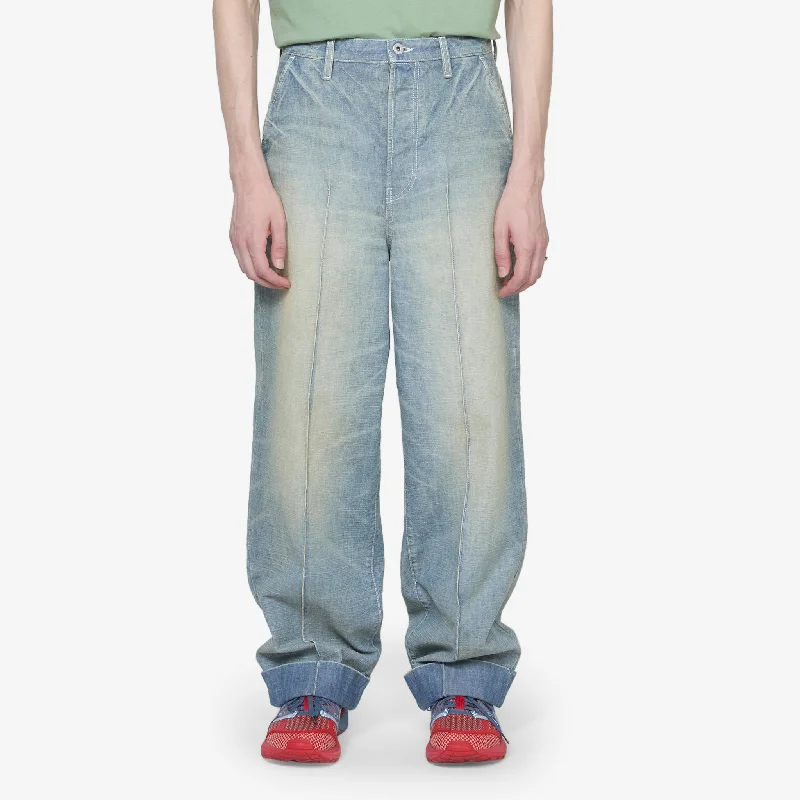 Stretchy skinny pants for figure-hugging appeal -Large Straight Fit Jeans Dirty Denim Stone Blue