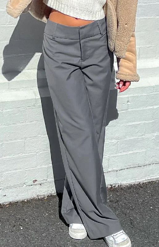 Breathable linen pants for hot summer days -Maeve Grey Pants