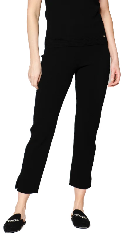 Reinforced cargo pants for heavy-duty field work -Alice Milano-Knit Slim Leg Pants; Black