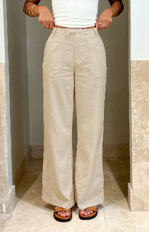 Tailored ankle pants for chic office outfits -Cabo Cream Linen Blend Pants