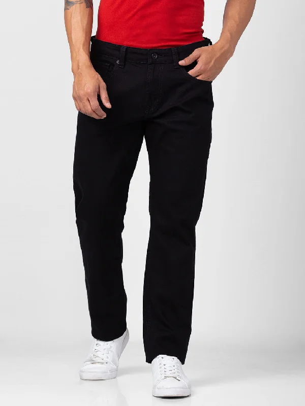 Relaxed Jeans for Comfortable -Spykar Men Black Cotton Comfort Fit Straight Length Jeans (Ricardo)