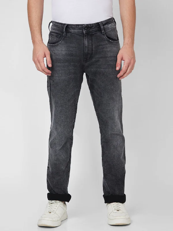 Casual Friday Jeans for Relaxed -Spykar Mid Rise Regular Fit Black Jeans For Men