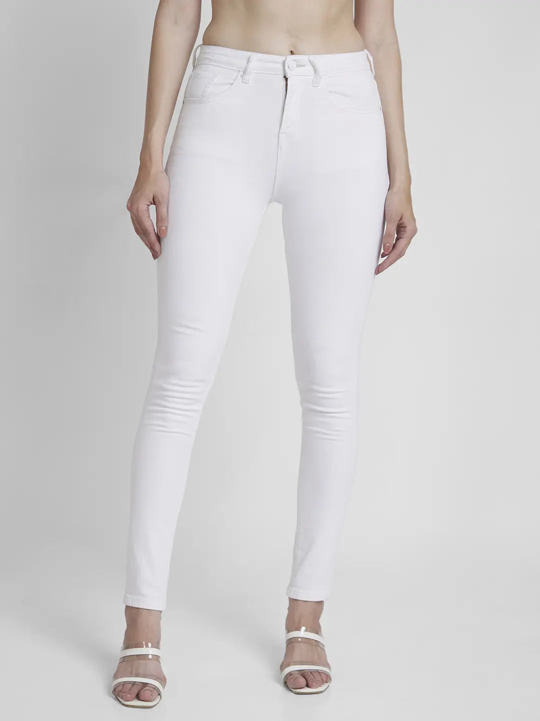 Raw Denim Jeans for Authentic -Spykar Women White Lycra Skinny Fit Regular Length Slash Knee Jeans -(Adora)