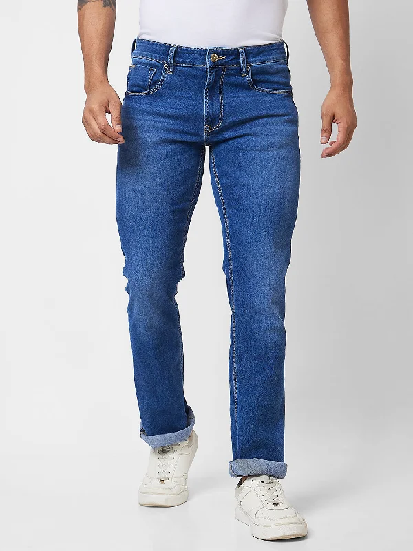 Holiday Jeans for Festive -Spykar Mid Rise Bootcut  Blue Jeans For Men