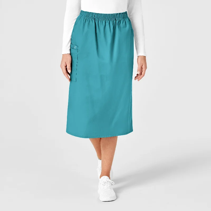 Patterned skirts with bold stripe accents -WonderWORK Women's Pull On Cargo Scrub Skirt - Teal Blue