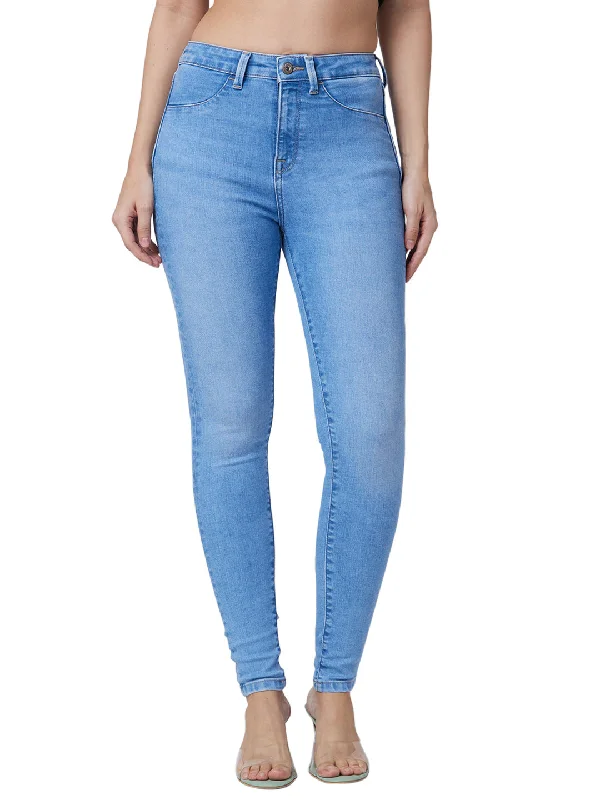 Affordable Jeans for Budget -Spykar High Rise  Super Slim Fit Blue Jeans For Women