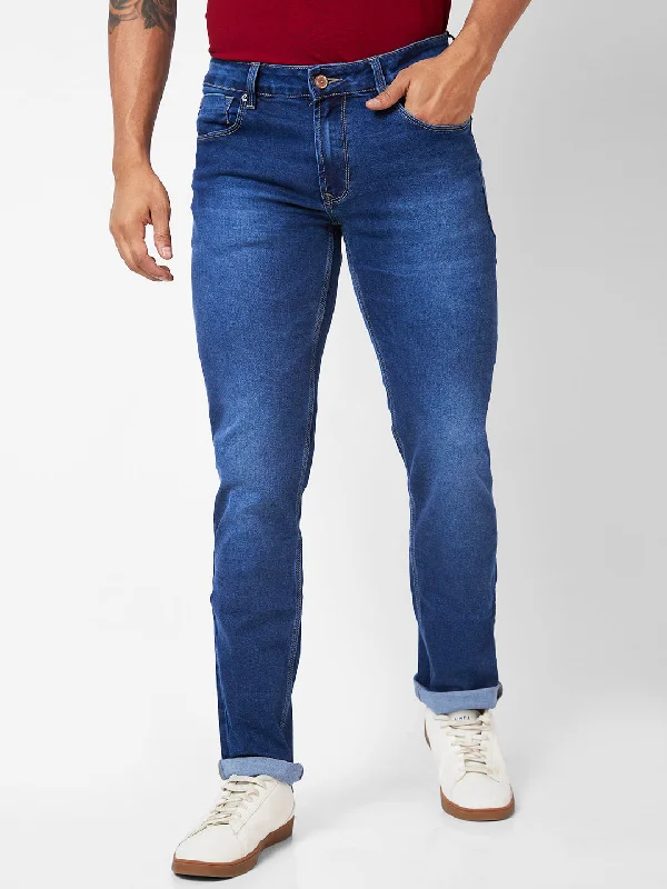 Designer Jeans for Luxury -Spykar Men Heavy Fade Stretchable Jeans