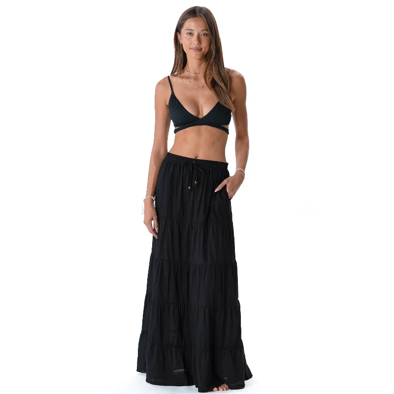 Affordable skirts with trendy slit details -Black Shipwrecked Maxi Skirt