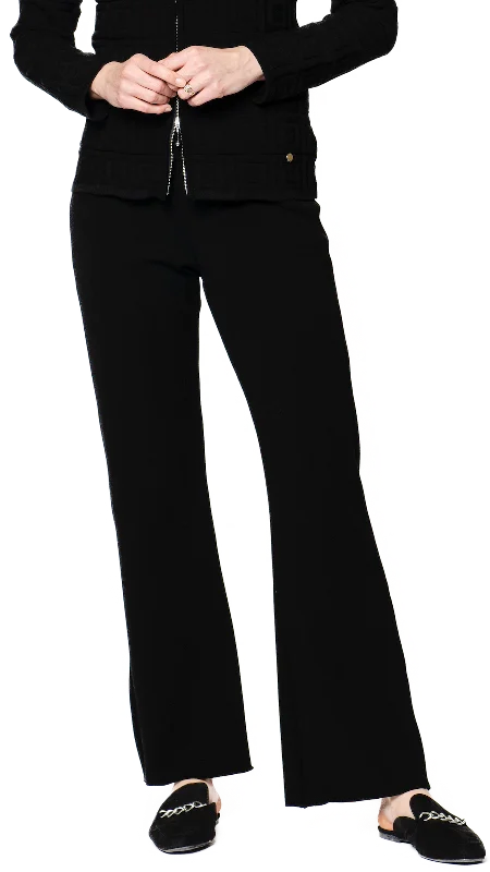 Soft stretch pants for all-day wear ease -Domenique Milano-Knit Boot Leg Pants; Black