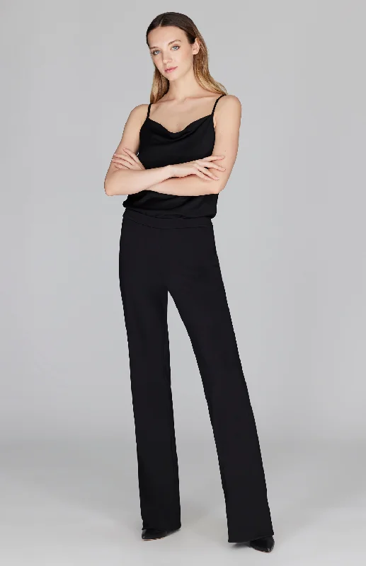 Lightweight linen pants for beach vacation style -Matte Jersey Straight Pant w/ Back Elastic