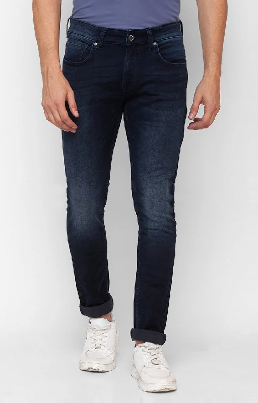 Carpenter Jeans for Function -Spykar Dark Indigo Cotton Super Slim Fit Tapered Length Jeans For Men (Super Skinny)