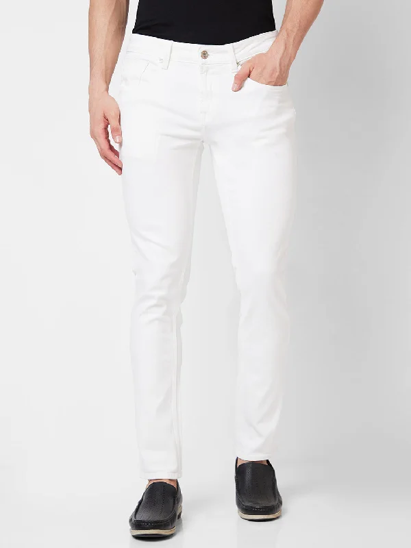 Skinny Jeans for Slim Fit -Spykar Low Rise Slim Fit White Jeans For Men