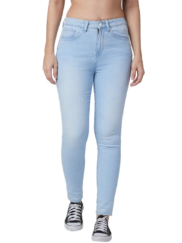 Ripped Jeans for Trendy Look -Spykar High Rise  Skinny Fit Blue Jeans For Women