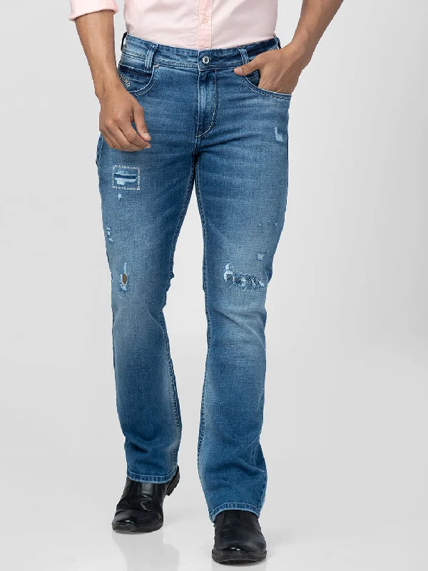 Business Jeans for Dressy -Spykar Men Mid Blue Cotton Comfort Fit Regular Length Jeans (Rafter)