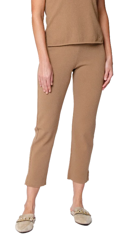 Relaxed chino pants for casual Friday offices -Alice Milano-Knit Slim Leg Pants; Mocha