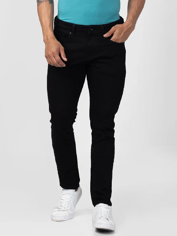 Black Jeans for Formal Look -Spykar Men Black Cotton Super Slim Fit Ankle Length Jeans (Super Skinny )