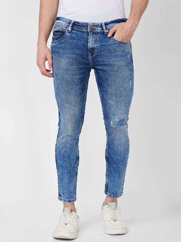 Christmas Jeans for Seasonal -Spykar Mid Rise Tapered Fit Blue Jeans For Men