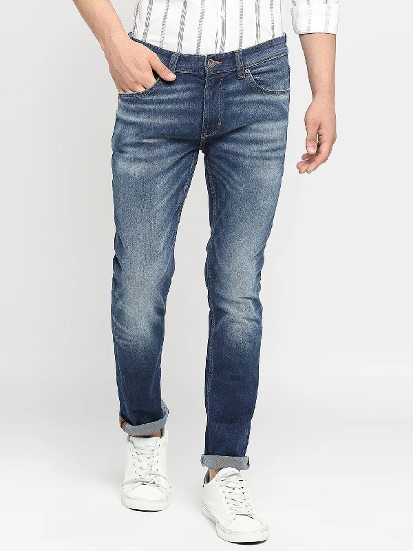 Birthday Jeans for Celebration -Spykar Men Dark Blue Cotton Regular Fit Narrow Length Jeans (Rover)