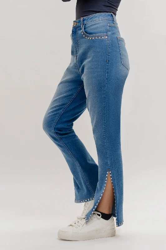 Branded Jeans for Quality -Blue Rhinestone Bootcut Jeans