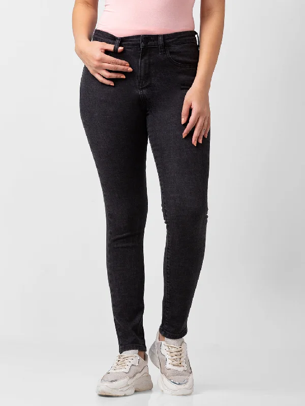 Anniversary Jeans for Special -Spykar Women Black Lycra Skinny Fit Regular Length Jeans (Adora)