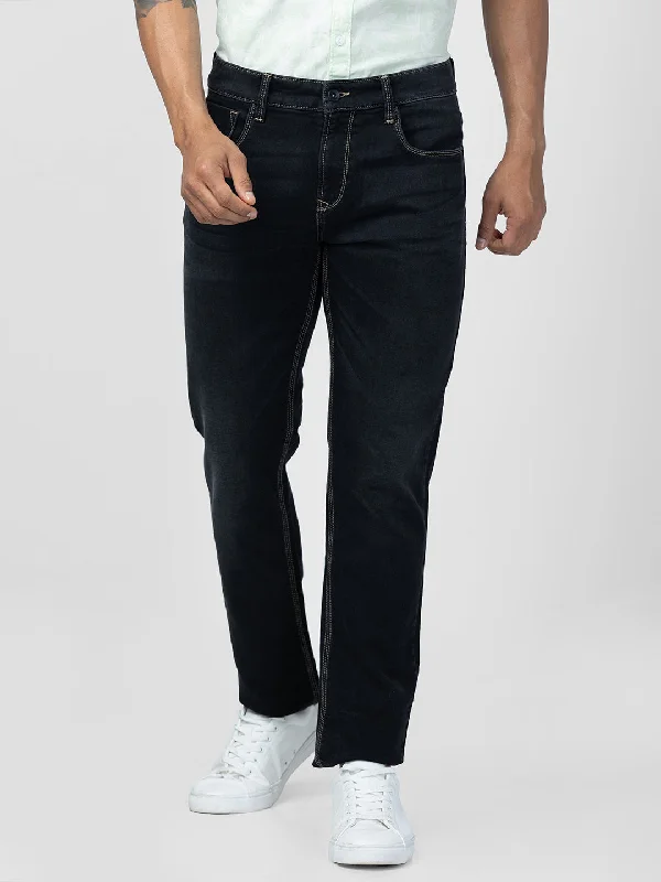 Blue Jeans for Everyday Wear -Spykar Men Carbon Black Cotton Comfort Fit Straight Length Jeans (Ricardo)