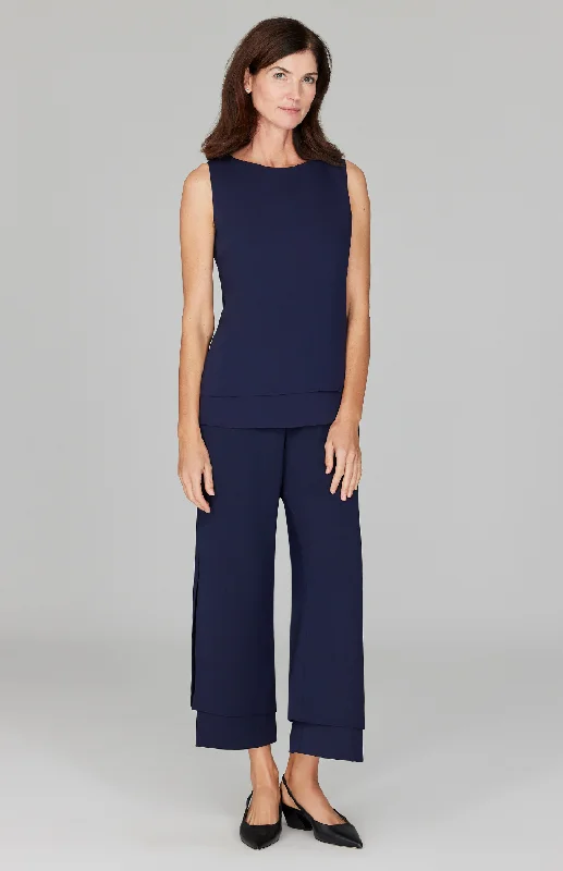 Breathable linen pants for hot summer days -Lustrous Crepe Double Layer Pant