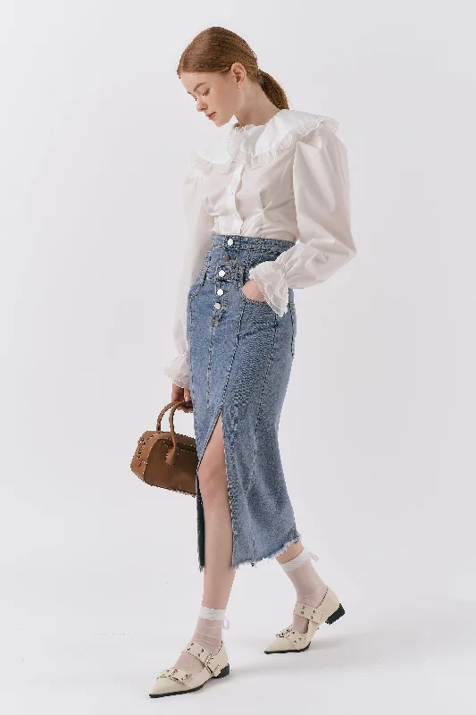 Pleated skirts for sophisticated evening wear -Ariana Highwaist Denim Skirt