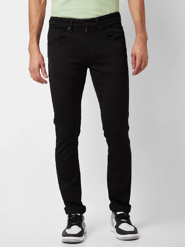 Weekend Jeans for Lazy -Spykar Low Rise Skinny Fit Black Jeans For Men