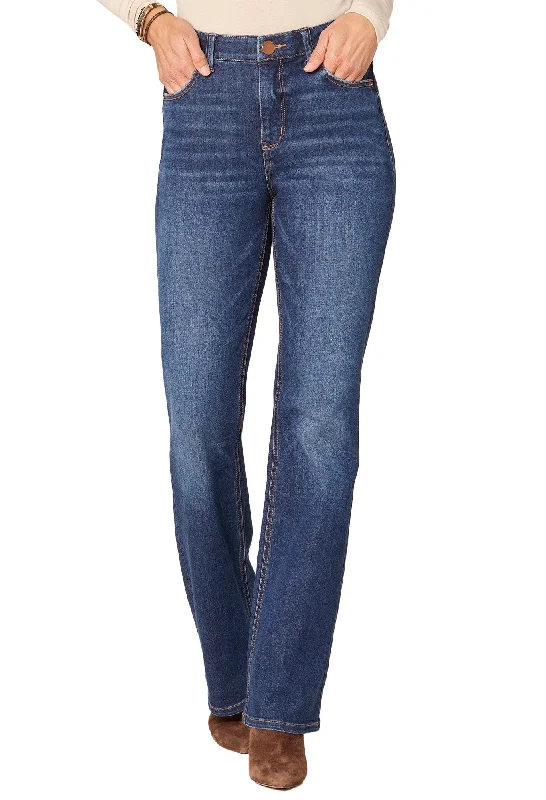 Denim Jeans for Durability -"Ab"solution High Rise Rhinestone Cascading D Itty Bitty Boot Jeans