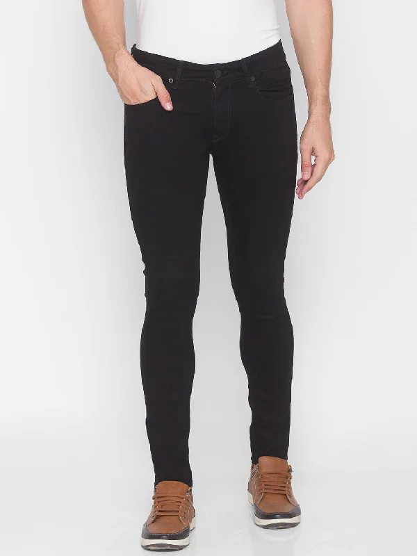 Fashion Jeans for Trendsetter -Spykar Men Black Super Slim Fit Tapered Length Jeans (Super Skinny)