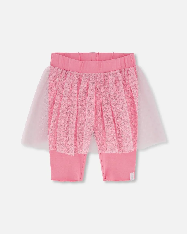 A-line mini skirts for fun flirty looks -Biker Short With Mesh Skirt Hot Pink