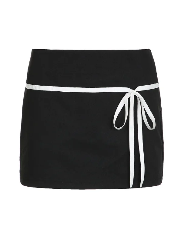 Flowy skirts for relaxed vacation wear -Demya Bow Tie Mini Skirt