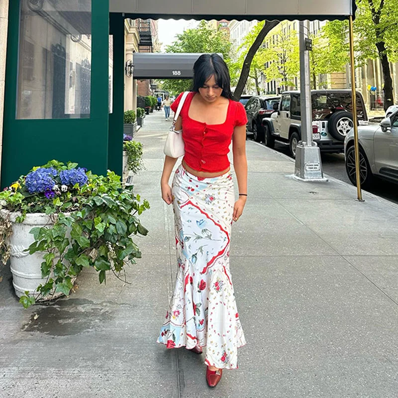 Trendy skirts with bold plaid patterns -Aster Floral Maxi Skirt