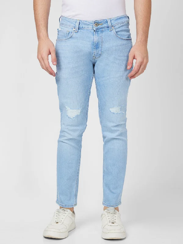 Slim Boyfriend Jeans for Hybrid -Spykar Mid Rise Regular Fit Narrow Length Blue Jeans For Men