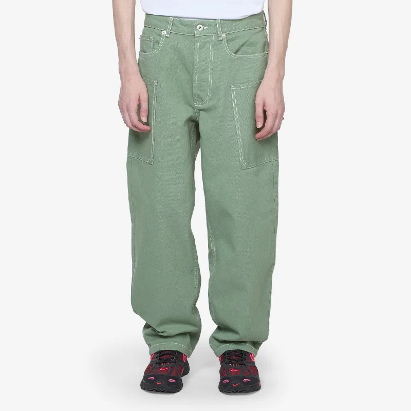 Tailored ankle pants for chic office outfits -'KENZO Elephant Flag' Cargo Jeans Almond Green