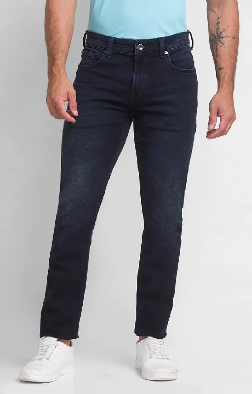 Relaxed Jeans for Comfortable -Spykar Blue Indigo Cotton Comfort Fit Straight Length Jeans For Men (Ricardo)