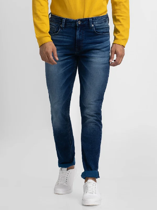 Wedding Jeans for Casual -Spykar Blue Indigo Cotton Regular Fit Narrow Length Jeans For Men (Rover)