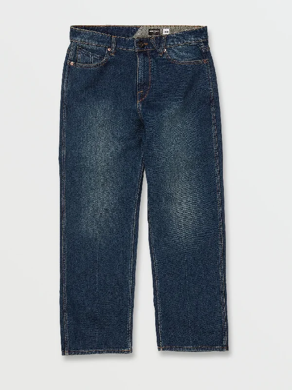 Leather Trim Jeans for Luxury -Nailer Relaxed Tapered Fit Jeans - Matured Blue