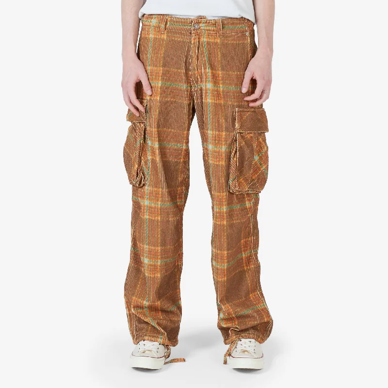 Tapered ankle pants for sleek modern silhouettes -Corduroy Printed Cargo Pant Grey Brown