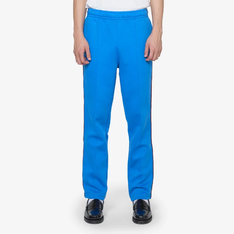 Warm flannel pants for chilly morning lounging -Winter Elevated Double Face Track Pant Blue