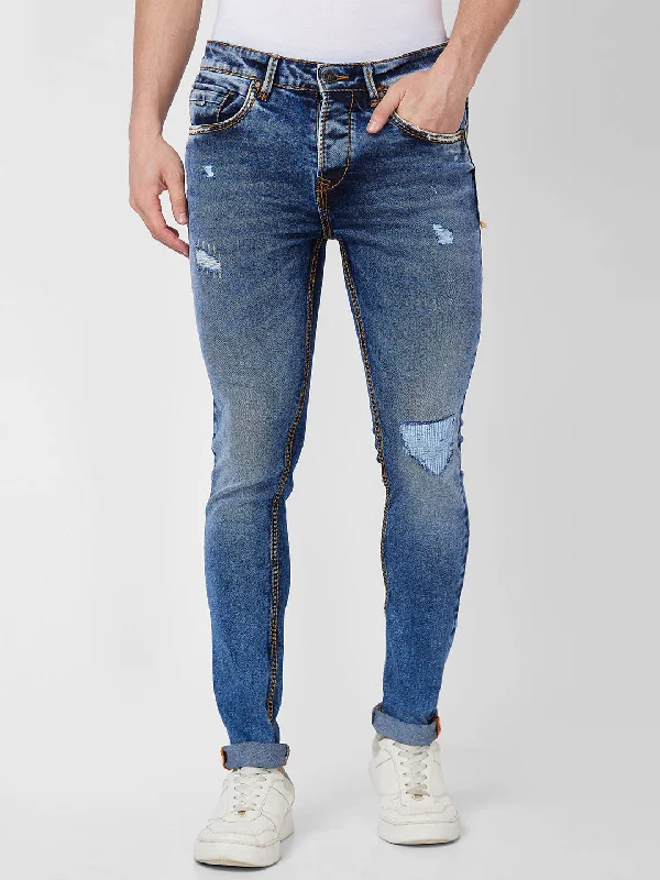 Blue Jeans for Everyday Wear -Spykar Low Rise Slim Fit Blue Jeans For Men