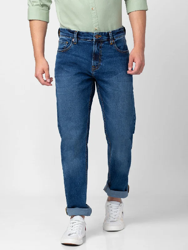 Sustainable Jeans for Eco -Spykar Men Mid Blue Cotton Comfort Fit Regular Length Jeans (Ricardo )